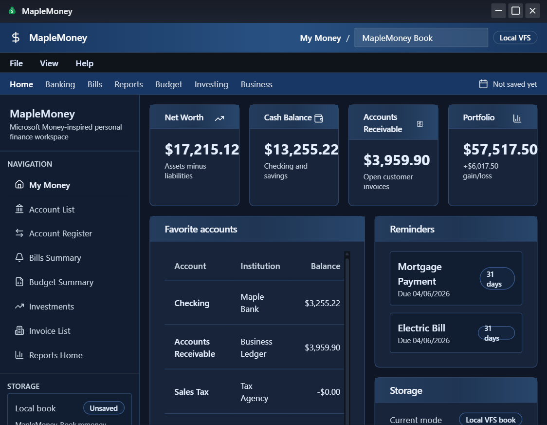 MapleMoney primary screenshot